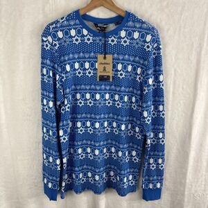 Chubbies The Funukkah Hanukkah Waffle Pajama Shirt Sleep‎ Slim Men's Large NWT